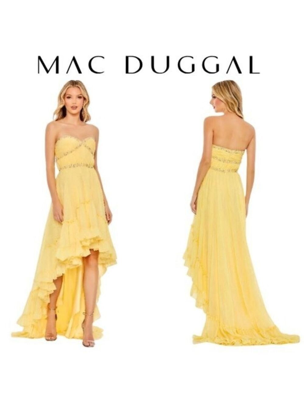 Women's MAC DUGGAL Yellow High Low Dress Size 6